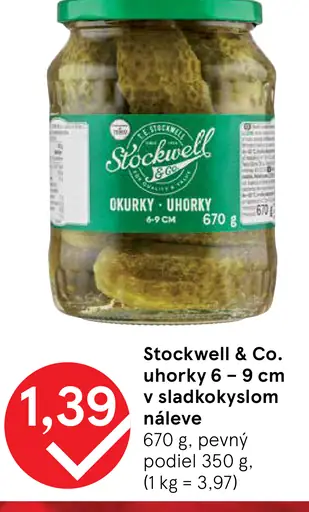 Stockwell & Co. uhorky 6 – 9 cm v sladkokyslom náleve