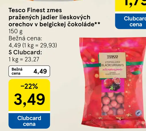 Tesco Finest oriešky a sušené ovocie v belgickej čokoláde