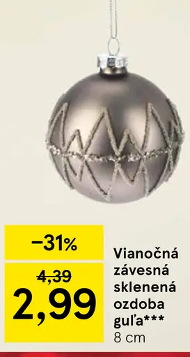 Vianočná závesná sklenená ozdoba guľa