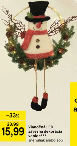 Vianočná LED závesná dekorácia veniec