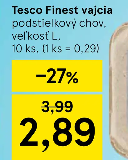 Tesco vajcia podstielkový chov