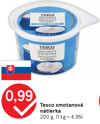 Tesco smotanová nátierka