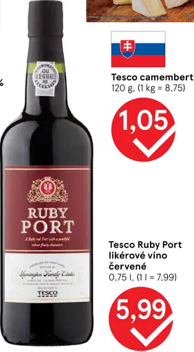 Tesco Ruby Port likérové víno červené