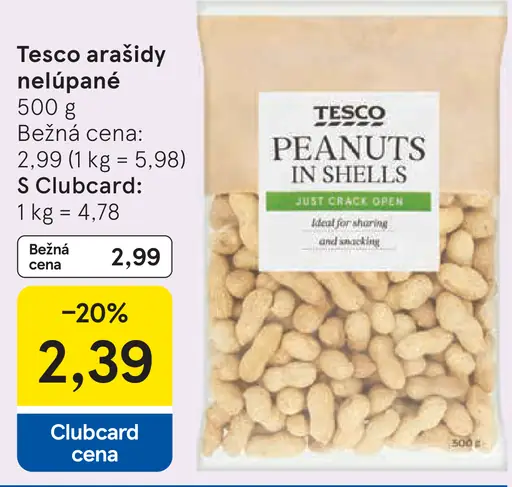 Tesco arašidy nelúpané