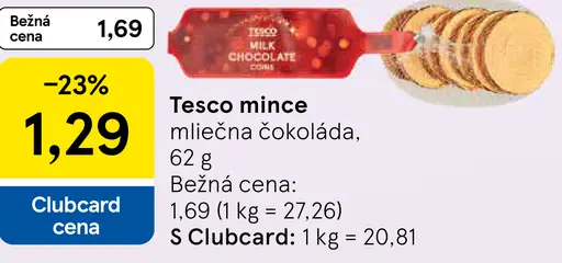 Tesco mince mliečna čokoláda