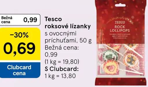 Tesco roksové lízanky s ovocnými príchuťami