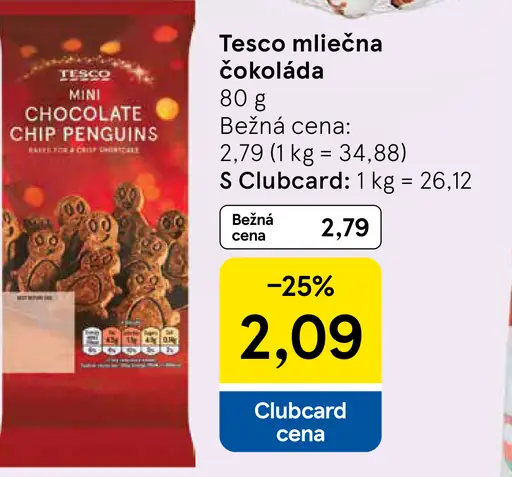 Tesco kakaové sušienky tučniaky s príchuťou čokolády