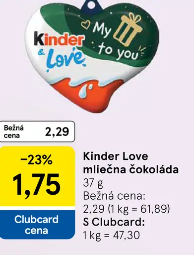 Kinder Love mliečna čokoláda