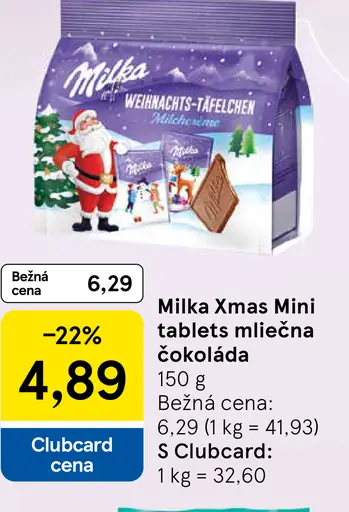 Milka Xmas Mini tablets mliečna čokoláda