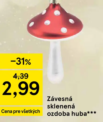 Závesná sklenená ozdoba huba