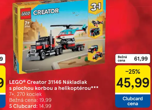 LEGO Creator 31146 Nákladiak s plochou korbou a helikoptérou