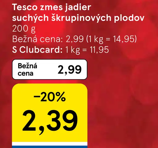 Tesco zmes jadier sušených škrupinových plodov