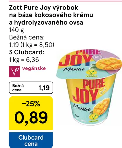 Zott Pure Joy Výrobok na báze kokosového krému a hydrolyzovaného ovsa