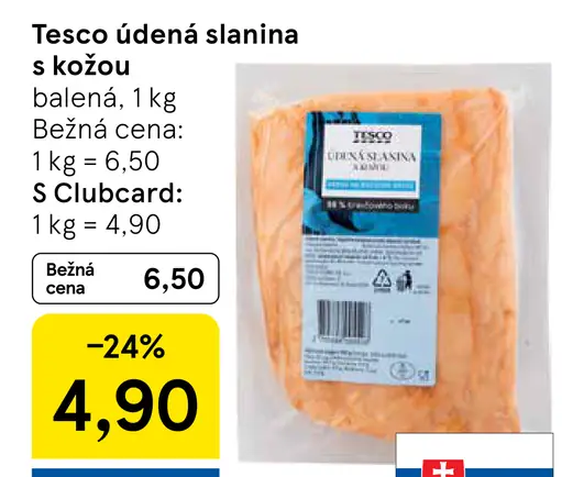 Tesco údená slanina s kožou