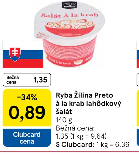 Ryba Žilina Preto à la krab lahôdkový šalát