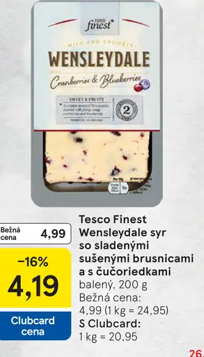 Tesco Finest Wensleydale syr