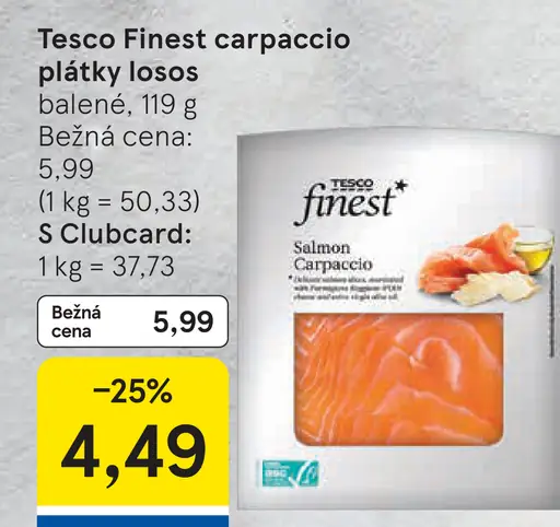 Tesco Finest carpaccio plátky losos
