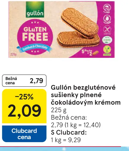 Gullón bezgluténové sušienky plnené čokoládovým krémom