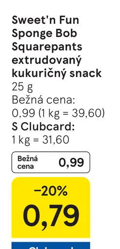 SpongeBob Squarepants extrudovaný kukuričný snack