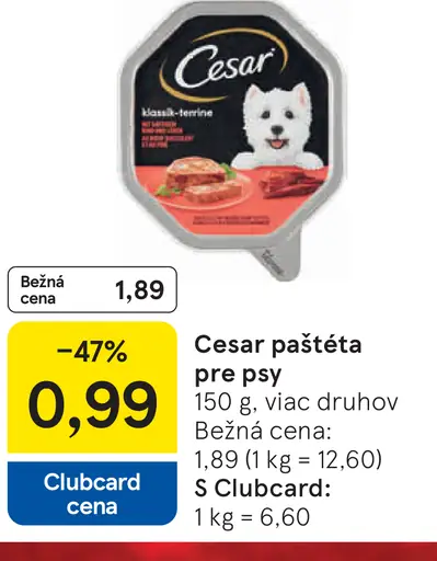 Cesar paštéta pre psy