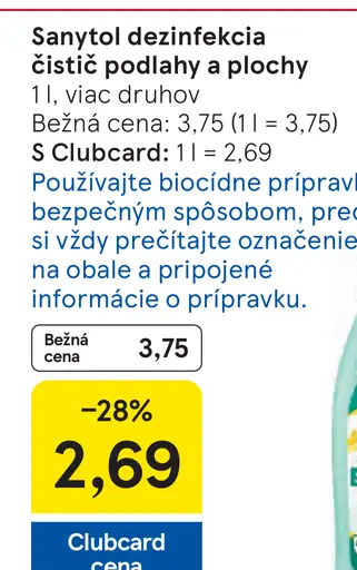 Sanytol dezinfekčný čistiaci prostriedok na podlahy a plochy