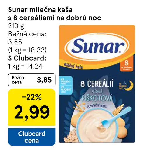 Sunar mliečna kaša s 8 cereáliami na dobrú noc