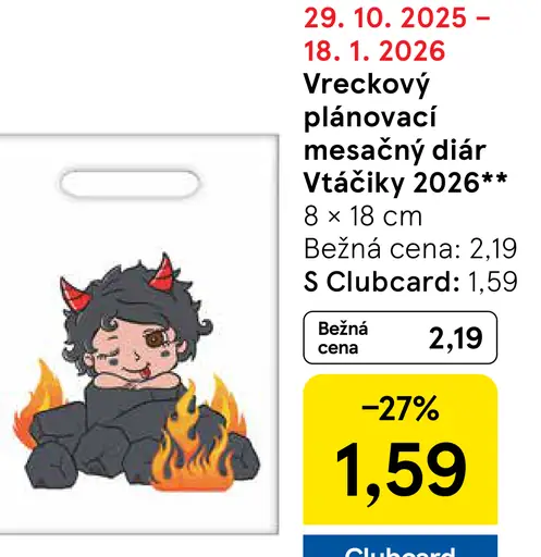 Vtáčiky Vreckový plánovací mesačný diár 2026