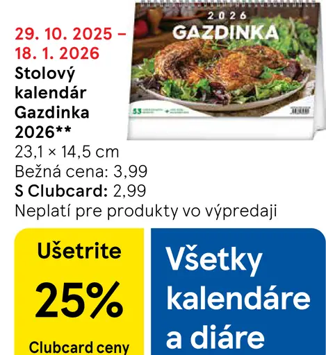 Gazdinka Stolový kalendár 2026