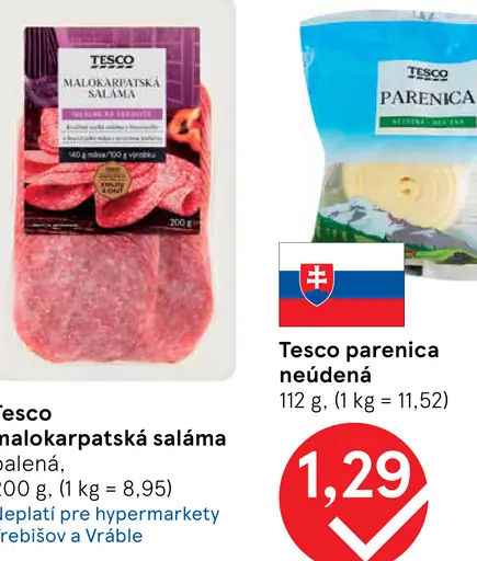 Tesco malokarpatská saláma