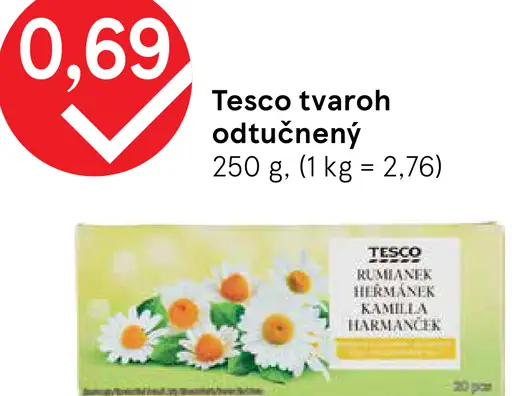 Tesco tvaroh odtučnený