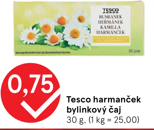 Tesco harmanček bylinkový čaj