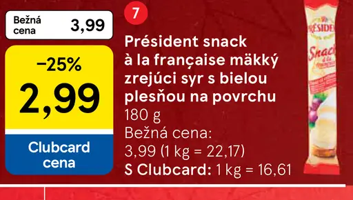 President Snack a La Francaise mäkký zrejúci syr s bielou plesňou na povrchu