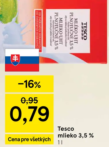 Tesco mlieko 1,5 %