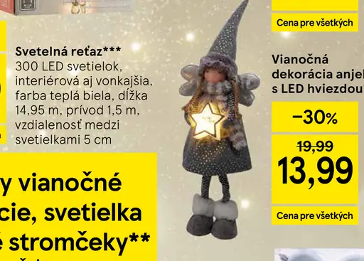 Vianočná dekorácia anjel s LED hviezdou