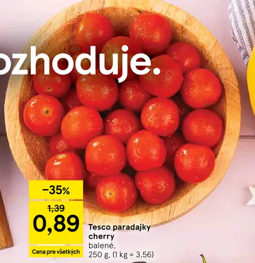 Tesco paradajky cherry na stopke