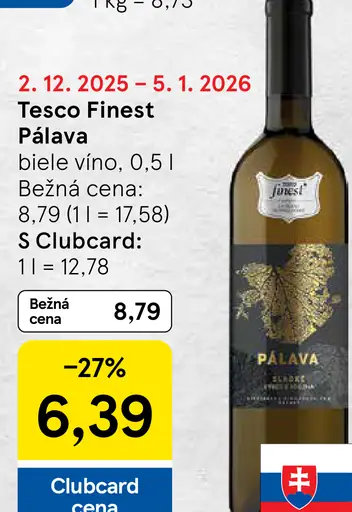 Tesco Finest Pálava biele víno