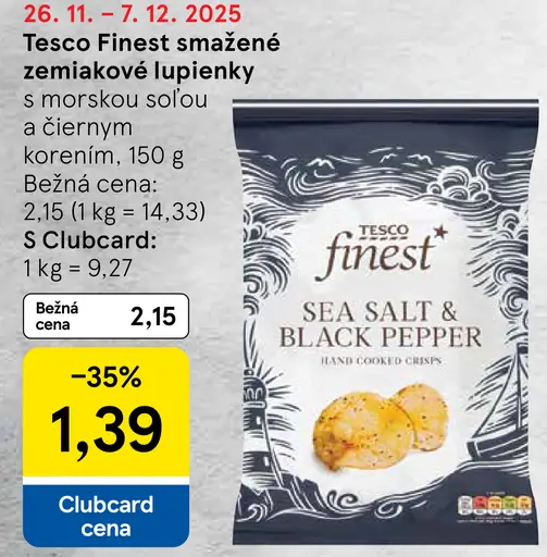 Tesco Finest smažené zemiakové lupienky s morskou soľou