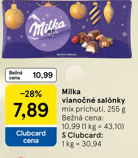 Milka vianočné salónky