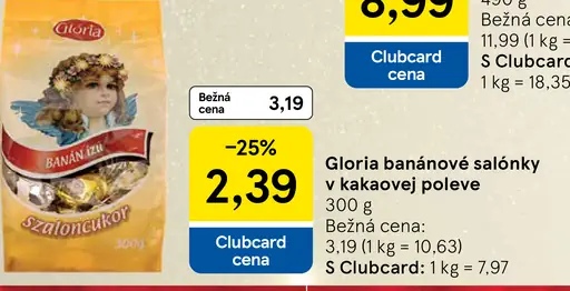 Gloria banánové salónky v kakaovej poleve