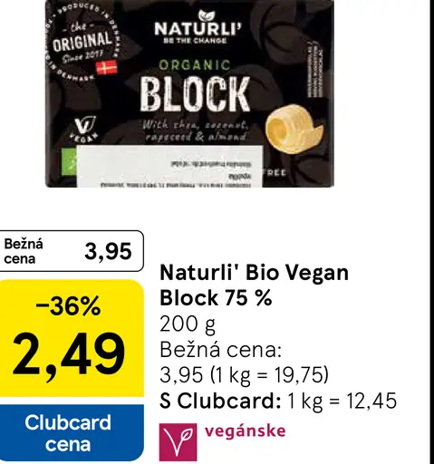 Naturli' Bio Vegan Block 75 %