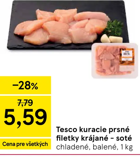 Tesco kuracie prsia krájané – soté