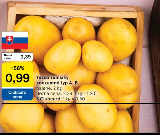 Tesco zemiaky konzumné typ A, B