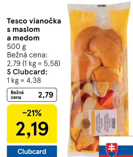 Tesco vianočka s maslom a medom