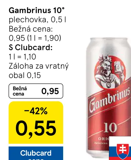 Gambrinus 10° plechovka