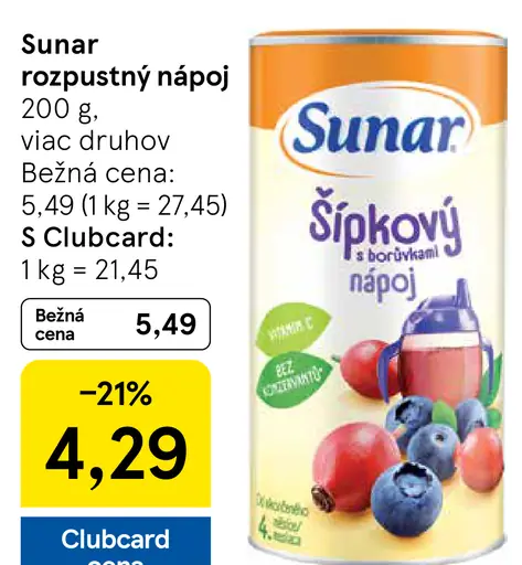 Sunar Rozpustný nápoj malinový