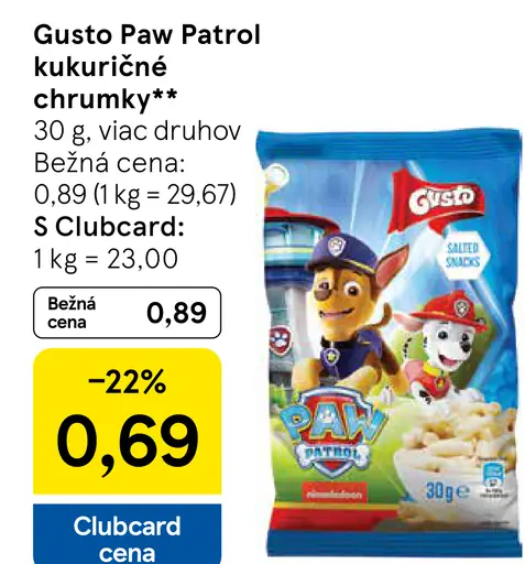 Gusto Paw Patrol kukuričné tyčinky