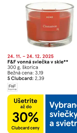 F&F Home vonná sviečka v skle s viečkom