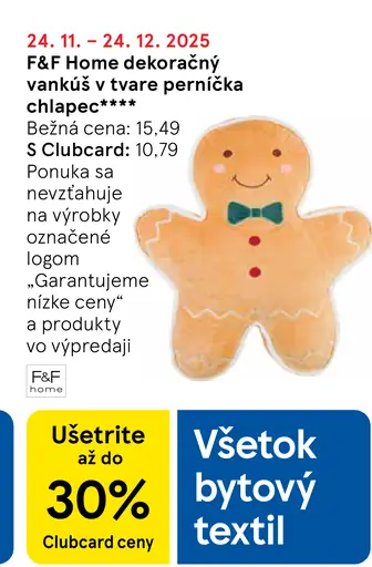 F&F Home dekoračný vankúš v tvare perníčka