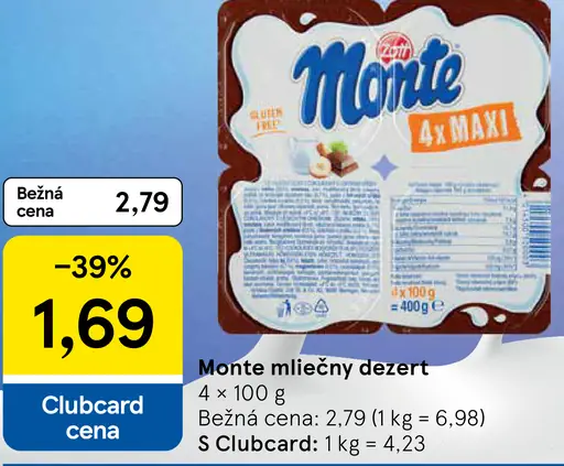 Monte mliečny dezert