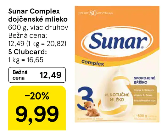 Sunar Complex dojčenské mlieko